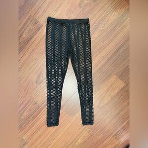 Fashion Nova net leggings with strips black size medium